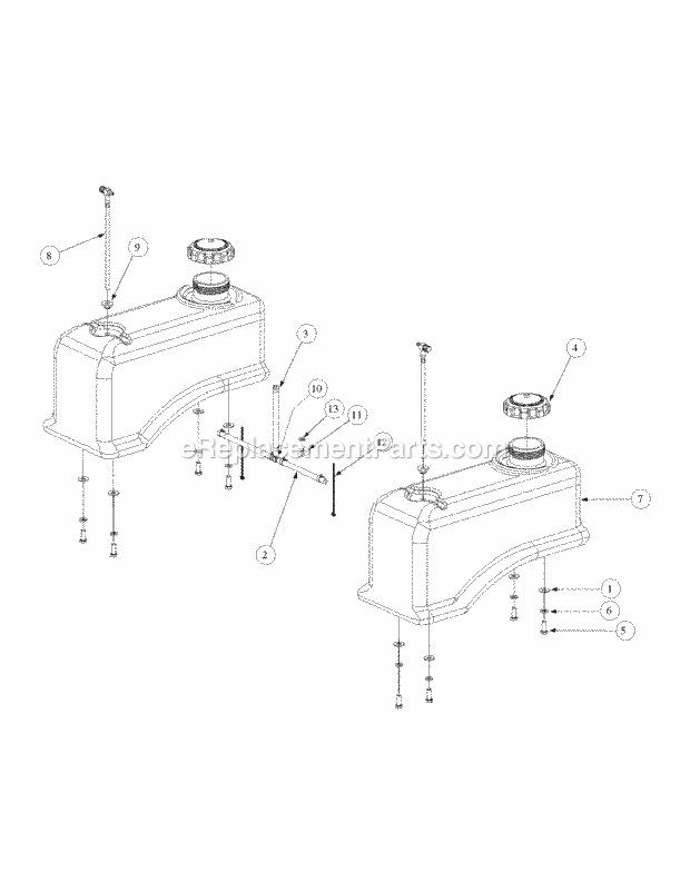 Fuel Tank Assembly Diagram and Parts List for M48-HN 53BB5E6V750 Cub Cadet Sprayer